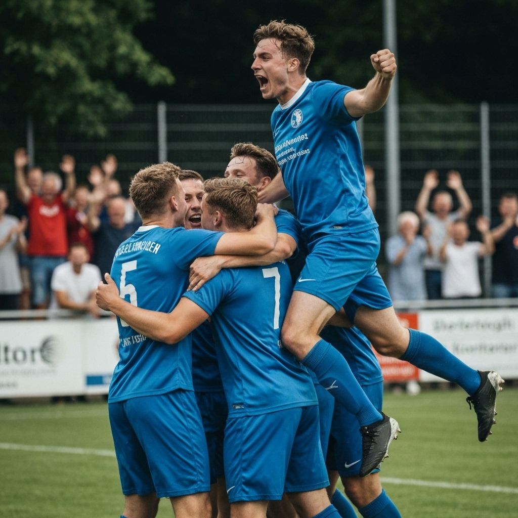 Altherren Fußball Turnier - Spieler feiern Tor beim DAHSC Ü32